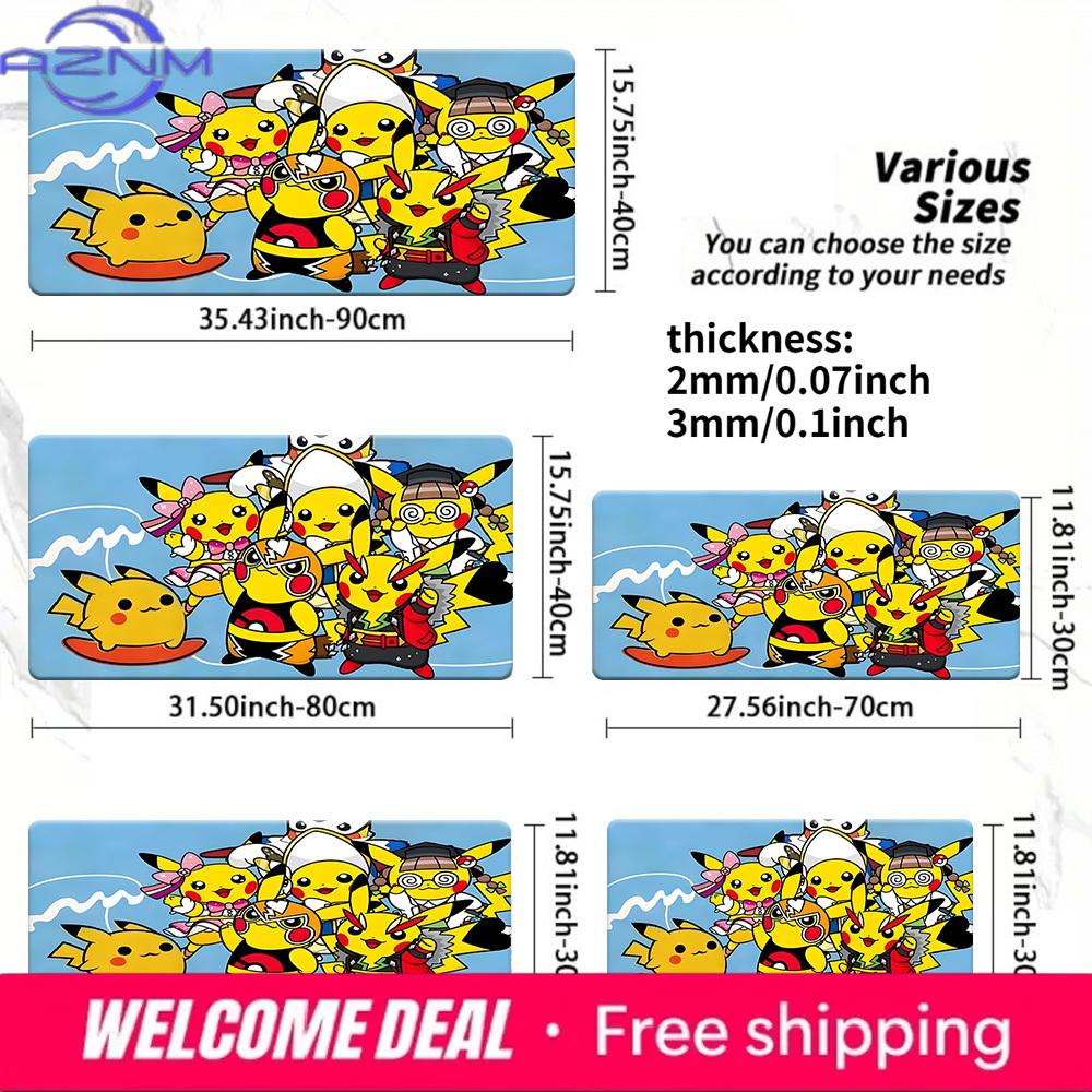 Cute Pikachu Group NonSlip Washable Gaming Desk Mat 30x80x0.2cm