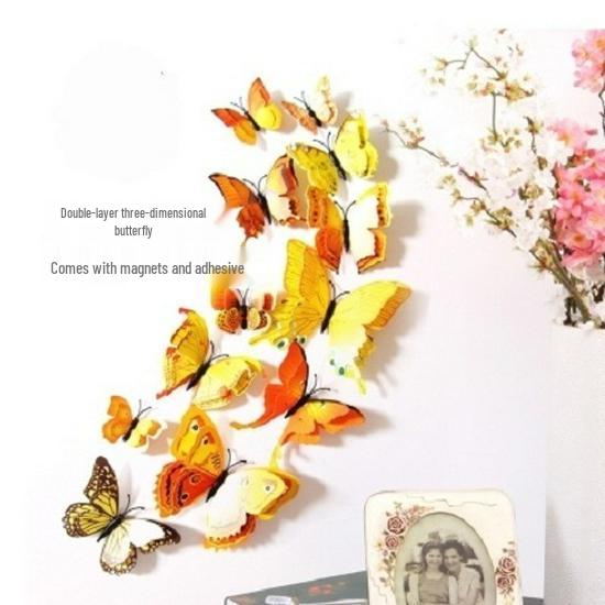 3D Butterfly Decorative Sticker with Adhesive - Perfect for Walls, Weddings, and Fridge Magnets.