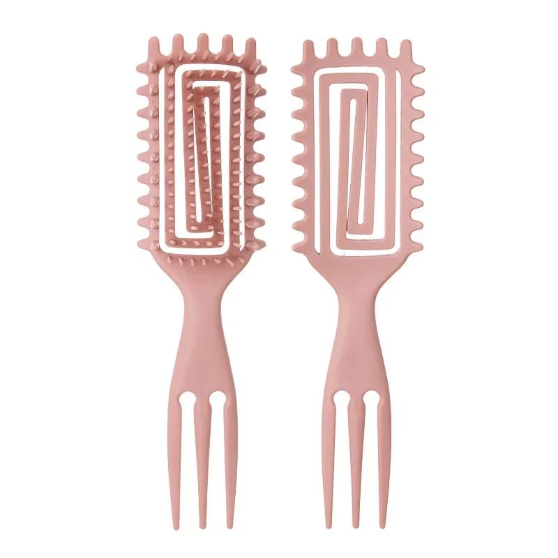 

3 в 1 Щетка для укладки Curl Define, полая Щетка для распутывания волос, расческа для запутанных вьющихся волос, массажные щетки для кожи головы, парикмахерские инструменты для укладки