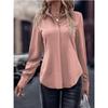 Women's Commuting Style Slim Fit Cardiga Button Double Door Tube Satin Lapel Long Sleeved Blouses & Shirts