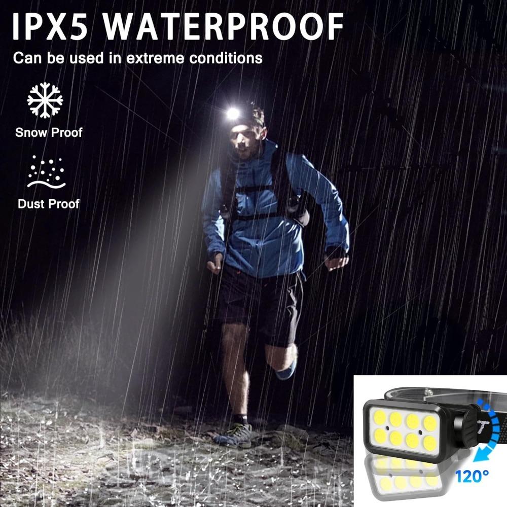 Rechargeable Headlamp 1000 Lumen Motion Sensor Waterproof Bright COB Headlight Work Light for Running Hiking Walking Camping