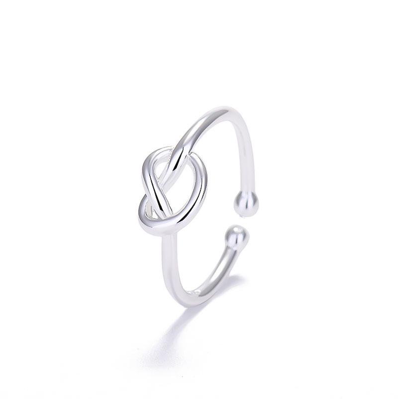 Heart-Shaped Woven Knot Open Ring - Korean Style Fashionable Simple Design