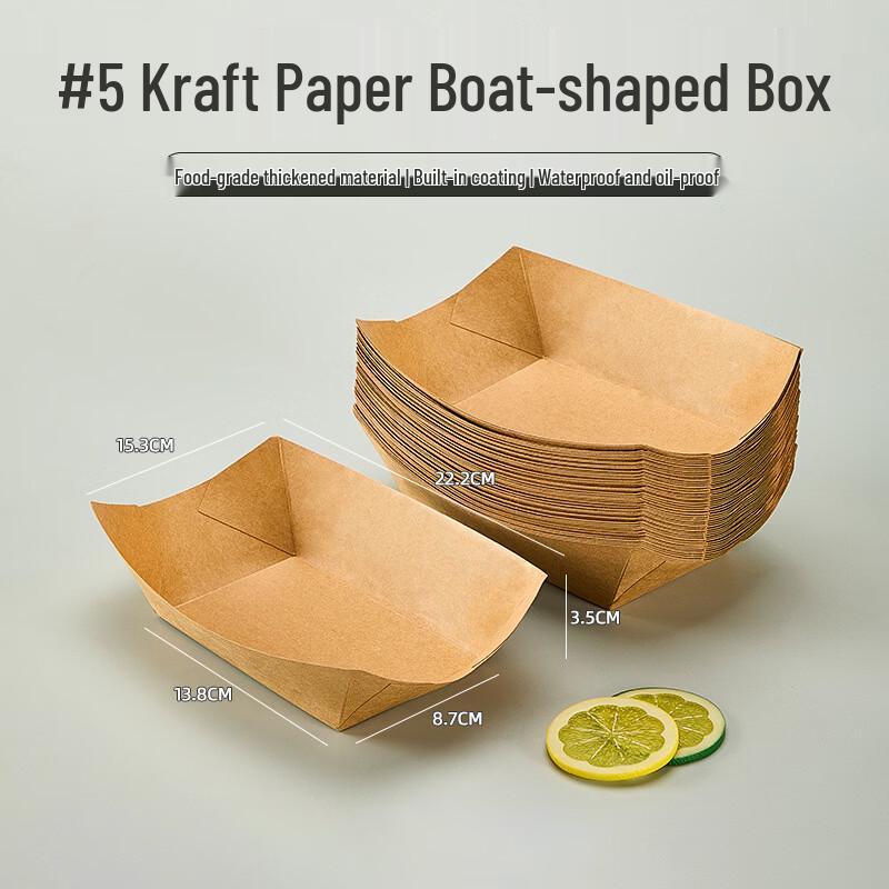 Disposable Laminated Kraft Paper Food Boat Boxes