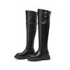 Double tube around the knee long boots female fat MM thick legs big tube around two wear autumn and winter thick bottom tall tube black thin boots
