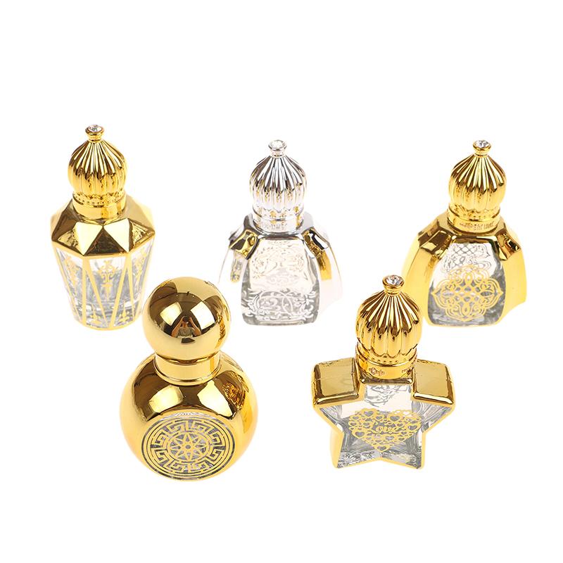 Mini Essential Oil Roller Bottle Crown Shape Perfume Bottling Portable Transparent Travel Electroplated Carve Glass Empty Bottle