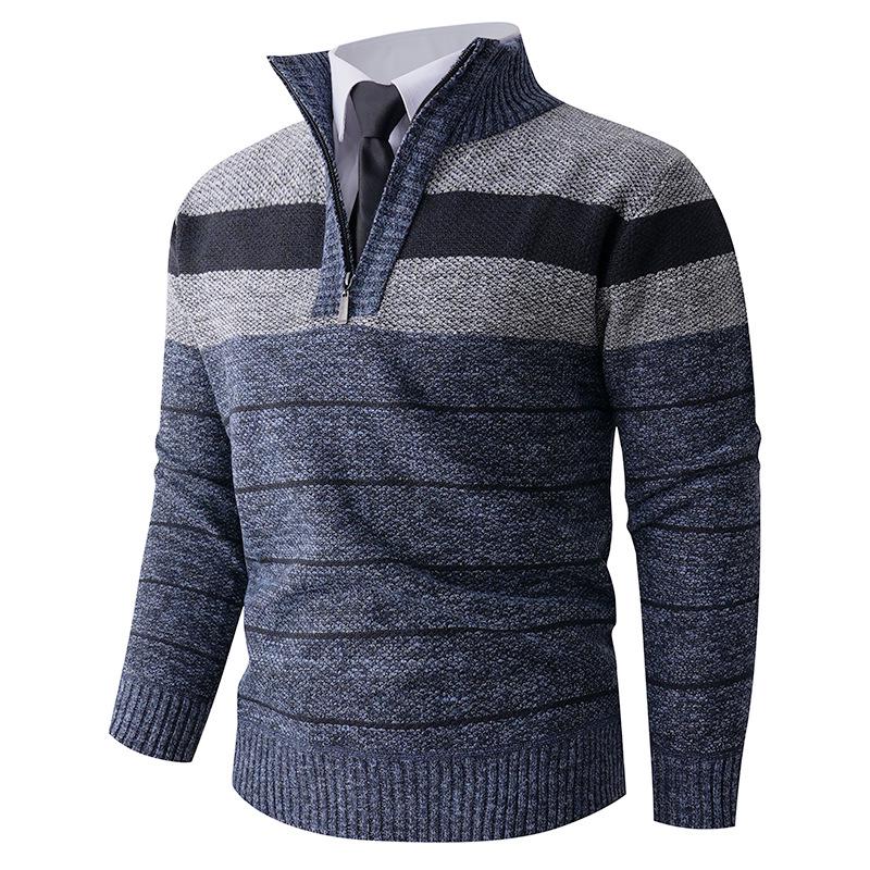 Autumn/Winter Men's Trendy Knit Half-Zip Sweater - European and American Style