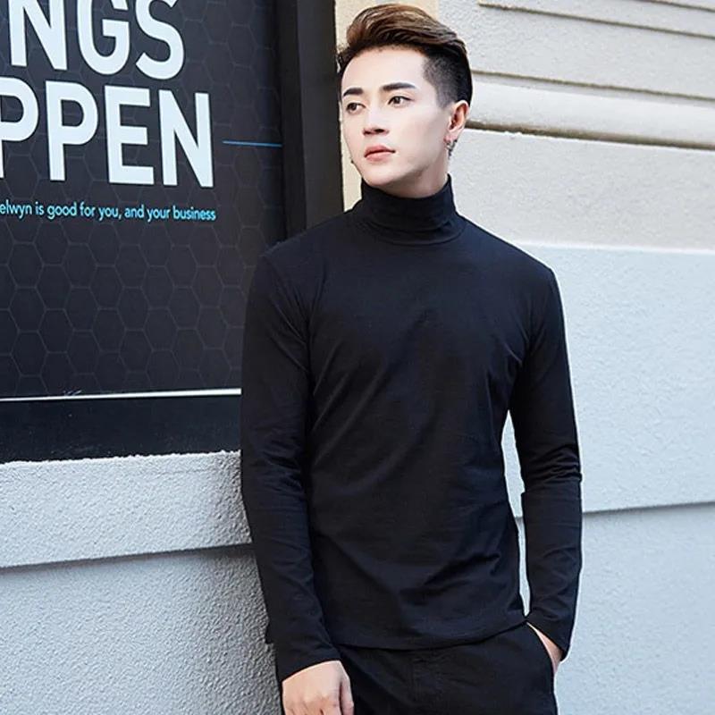 Winter Men's High Neck Bottoming Shirt Long Sleeves Plus Velvet Comfortable and Warm Inside