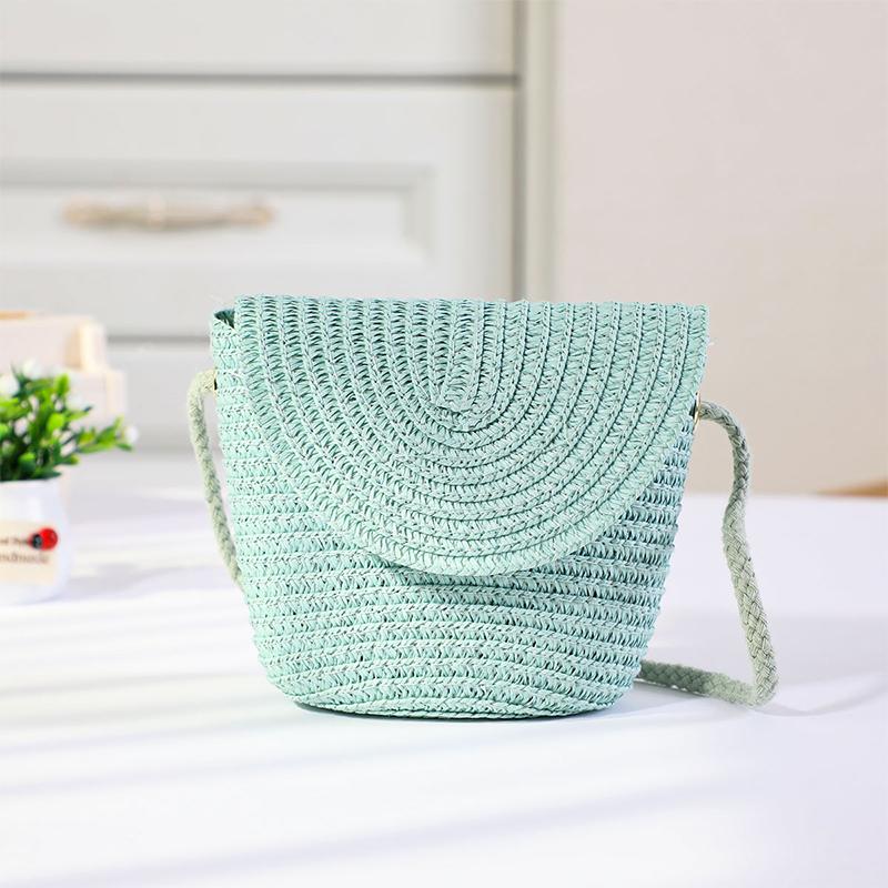 1Pieces New Flip Style Change Mini Bag Fashionable Straw Woven One Shoulder Crossbody Mountaineering Bag