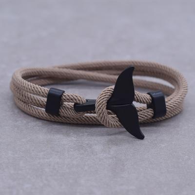 New Arrival Anchor Style Ocean Black Whale Tail Bracelet 2 Circle Wrap Rope Adjustable Bracelets for Women&Men Jewelry Gifts