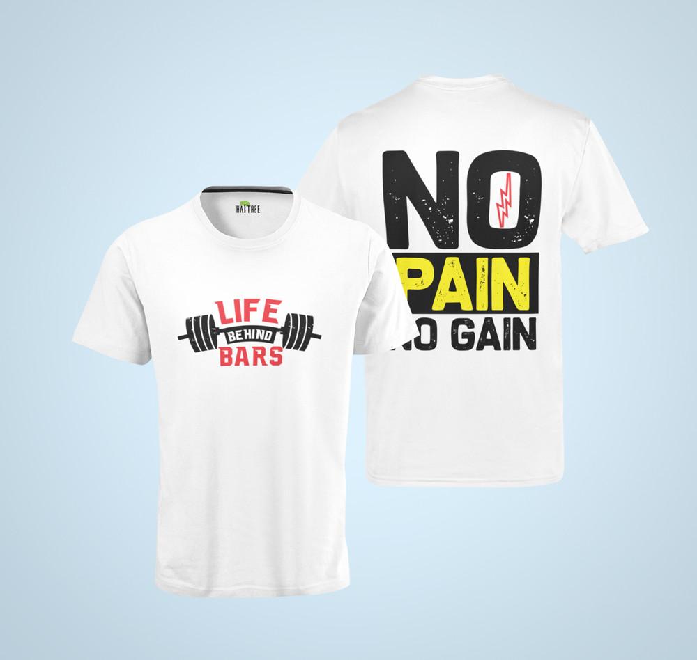 

Bio Herren T-Shirt No Pain No Gain Life Bars GYM Bodybuilding Fitness Man Shirt 3XL