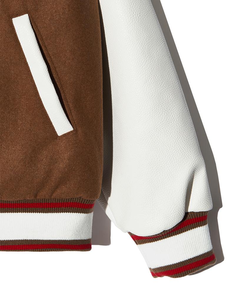 Peace Maker Teeth Varsity Wool Jacket (Beige)