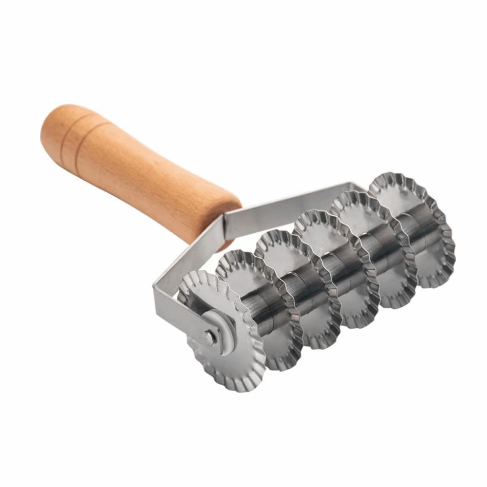 Wood Handle Lattice Dough Cutter Stainless Steel Pastry Crust Roller Dough Cutter Kitchen Use 1Pc