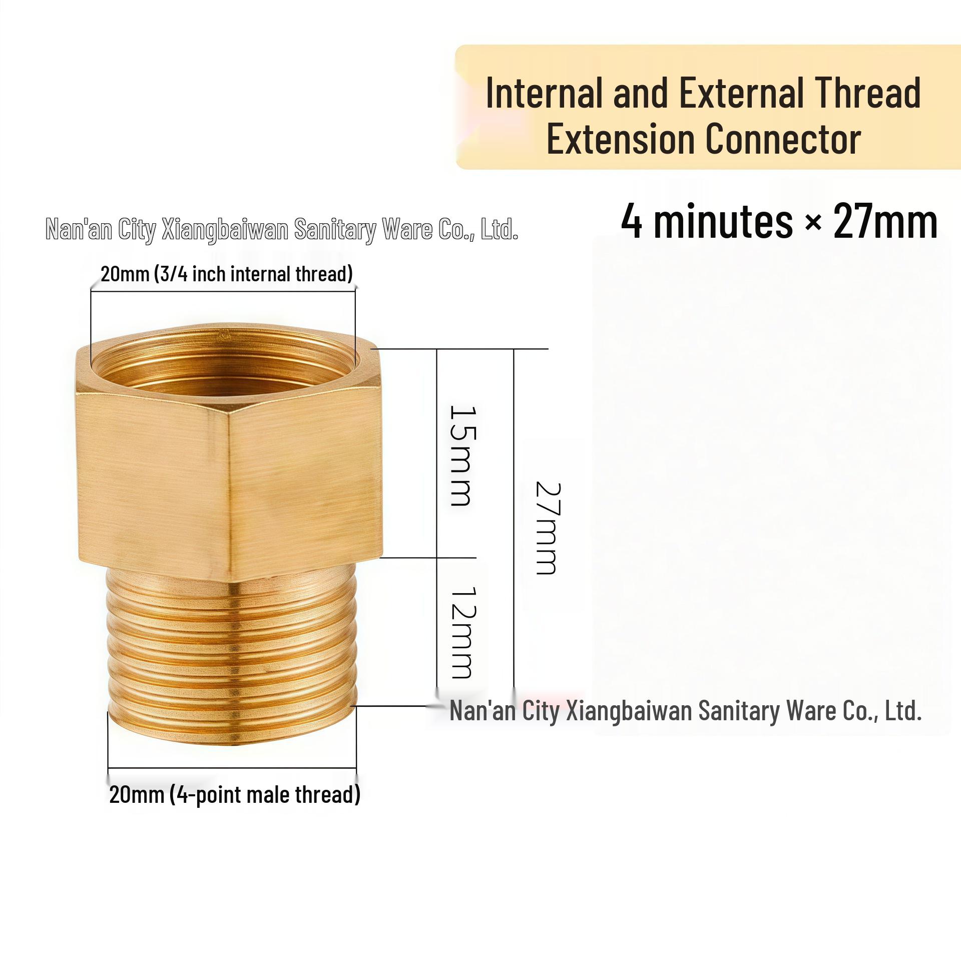All Copper 4-Point Faucet Angle Valve Extension with Internal/External Threads