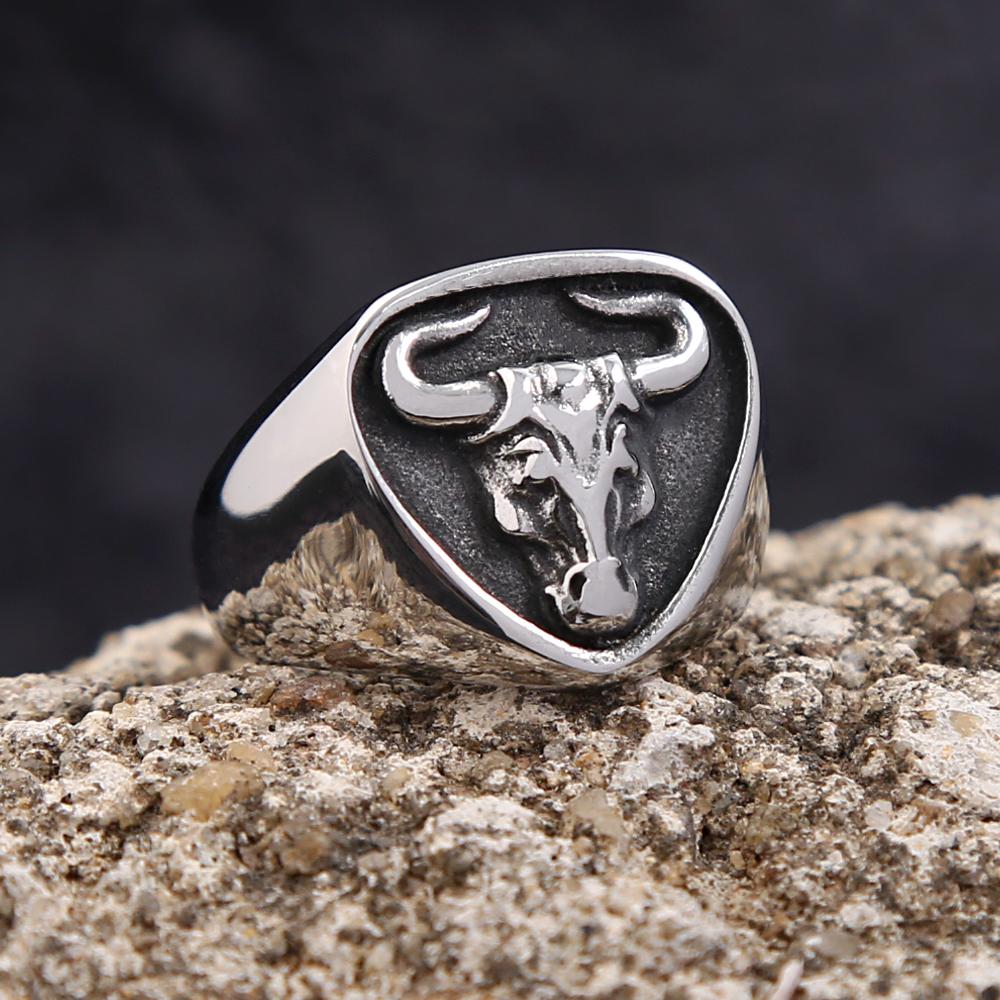 Vintage 316L Stainless Steel Bull Head Ring High Polish Spanish Matador Jewelry Gift For Men Women