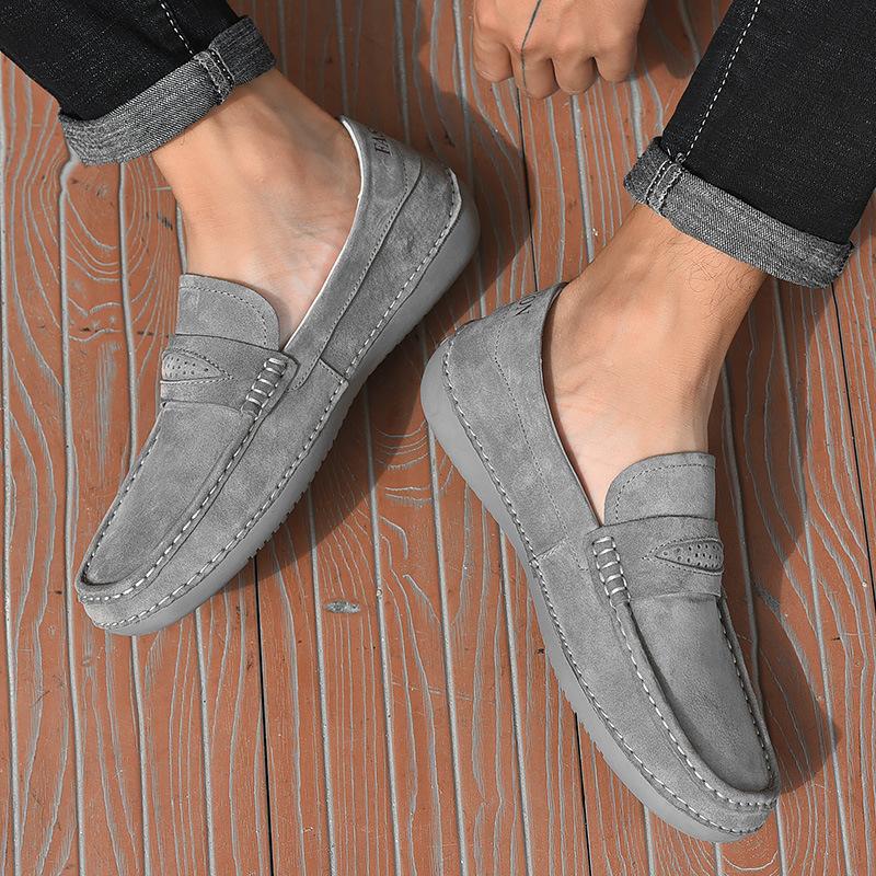 Spring and Autumn Men's Slip-on Lazy Shoes Korean Style Nubuck Leather Casual Fashion Men's Shoes Leather Shoes