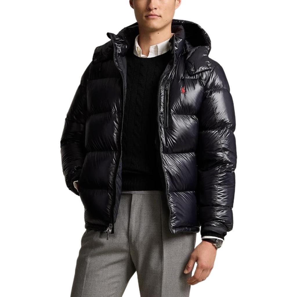 Polo Ralph Lauren Pony Embroidered Glossy Half High Neck Long Sleeve Down Jacket Men Jackets Black MNPOOTW16021456-001