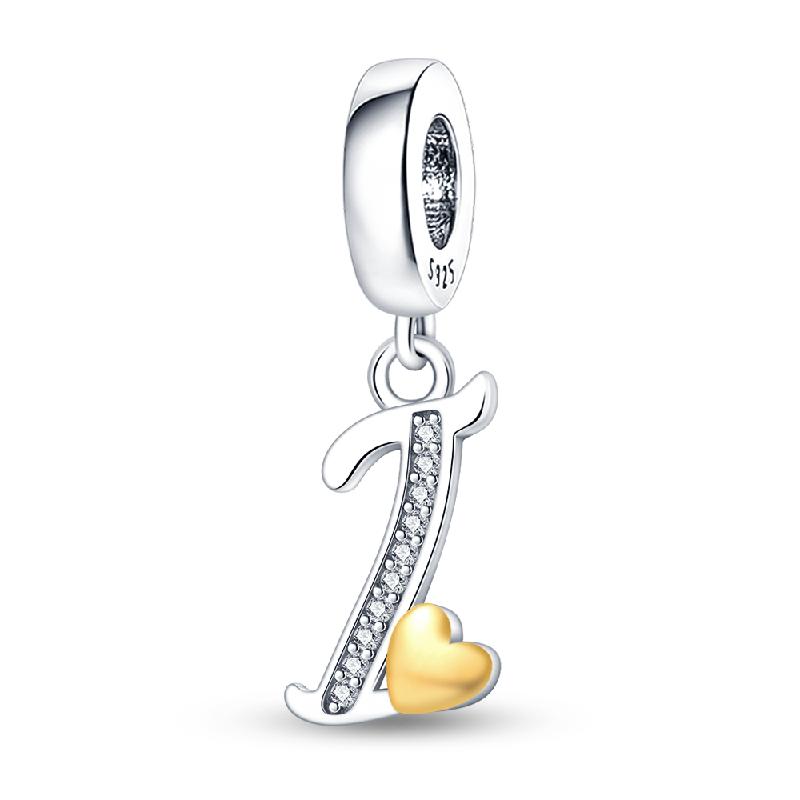925 Silver Gold A-Z Alphabet 26 Letters Charms Bead Pendant Fit Bracelet Bangle Necklace Jewelry For Women Man