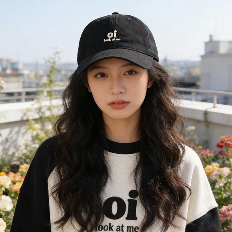 Cotton Baseball Cap With Embroidered Letters For Casual Sun Protection And Sunshade
