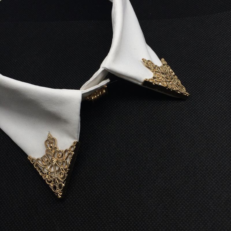 Korean Retro Brooch Hollow Triangle Shield Collar Buckle Collar Pin Ladies Shirt Collar Collar Corner Clothing Accessories