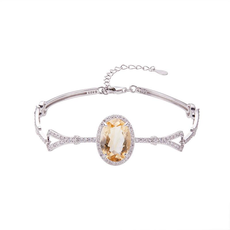 Natural Citrine Amethyst Topaz Bracelet Women'S S925 Sterling Silver Jewelry Earrings