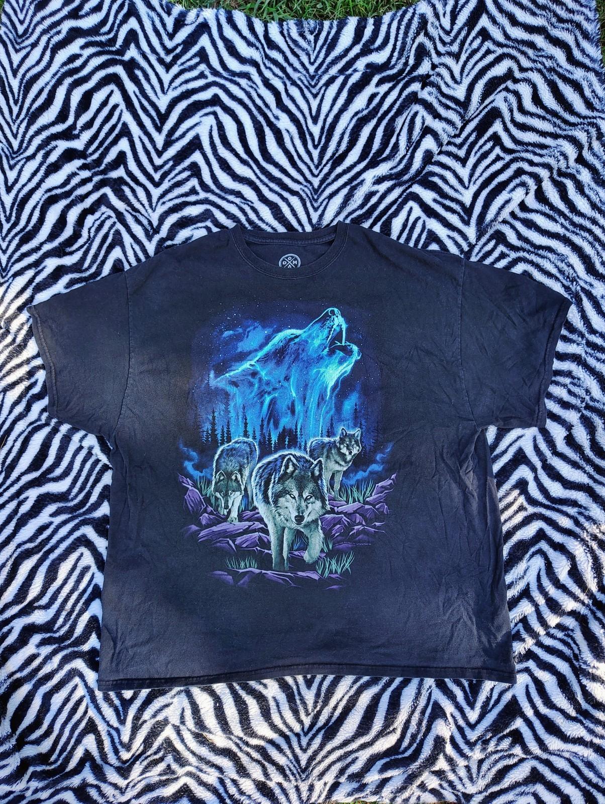 DOM Wolf Native T-shirt Men’s XXL Black Purple Nature Animal Hippie XXXXL