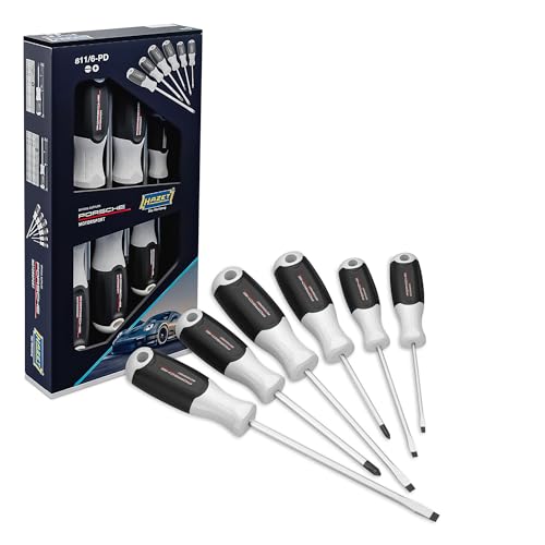 HAZET 6-Piece Screwdriver Set (Phillips & Slotted) with 3-Component Grip - Suitable for Repair, Maintenance, DIY, and Hand Tools. Features a non-slip