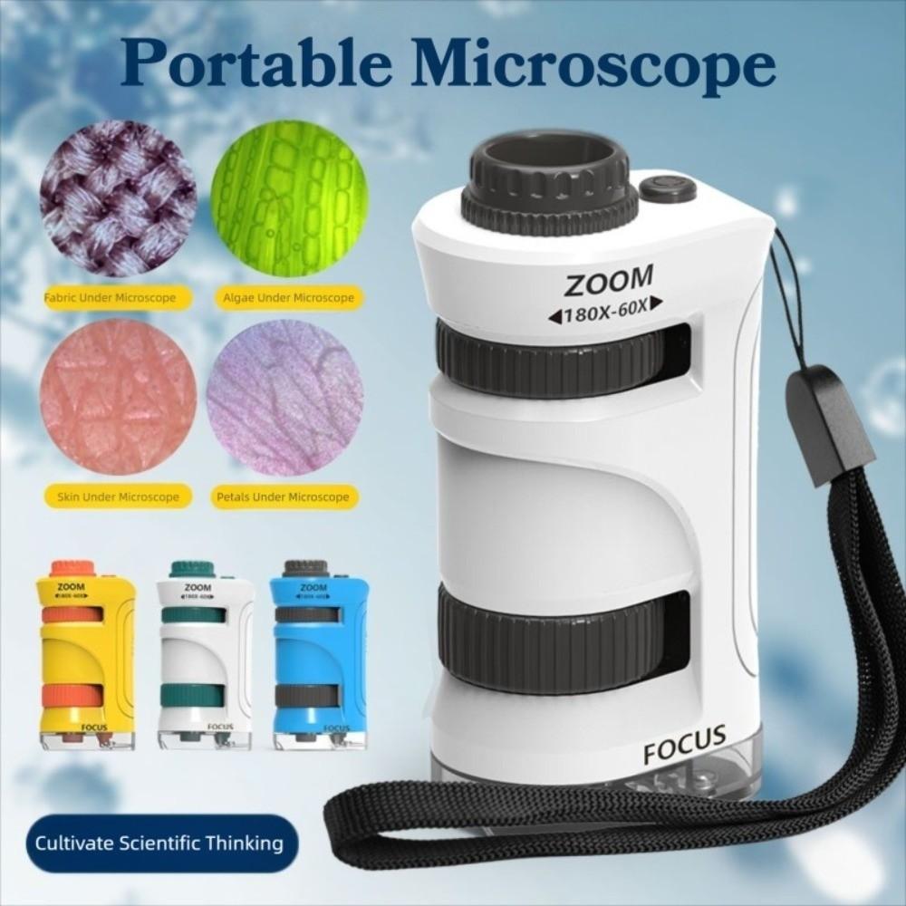 Zoom 60x-180x Portable Microscope Kids Science Toy Little Scientist Microscope