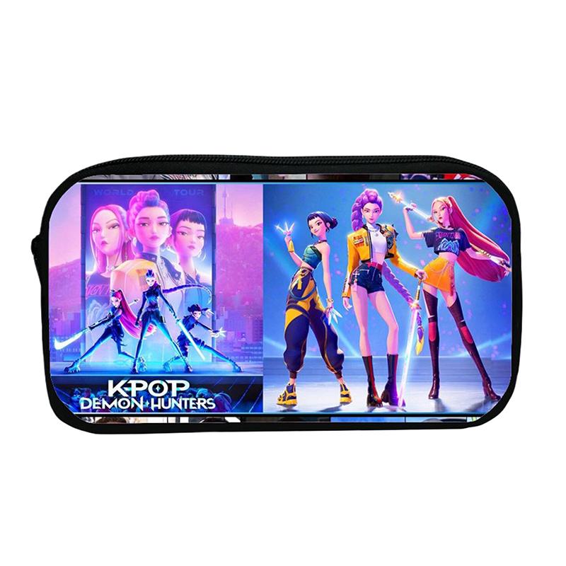 Kpop Demon Hunters Student Pencil Case Cartoon Large Capacity Pencil Box Stationery Supplies Girl Cosmetic Storage Bag Gifts