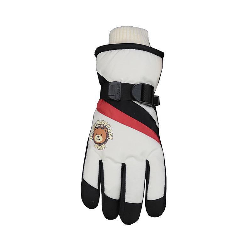 Kids' Cartoon Ski Gloves: Non-Slip, Fleece-Lined, Waterproof, Windproof, Coldproof for Winter Cycling and Snow Play.