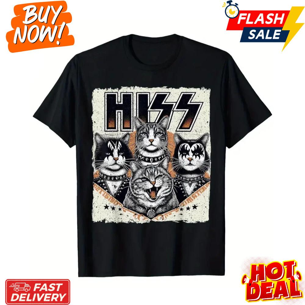 Cat Hiss Funny Cat Lover Cat Owner Cat Humor Distressed T-Shirt, Suitable for Me Unisex T-Shirt S