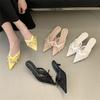 Eilyken Butterfly-knot Thin Low Heels Women Slippers Fashion Elegant Breathable Mesh Pointed Toe Mule Summer Shoes