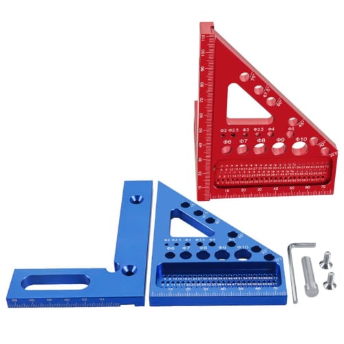Lzcxszzm Woodworking Square Protractor, Woodworking Square with Dowel Pins, Aluminum Alloy Miter Set Square, Angler's Scriber A