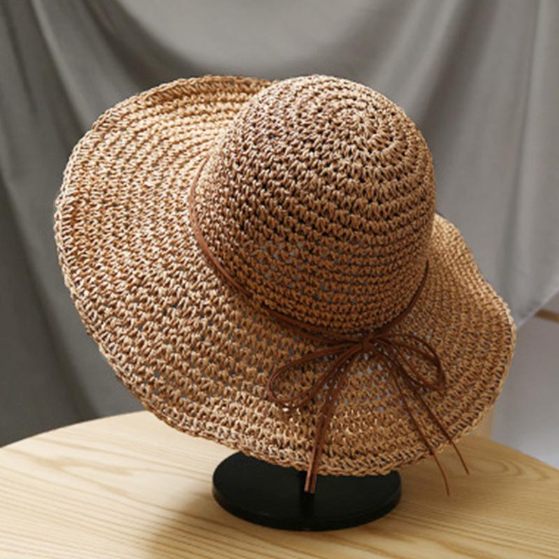 Women's Summer Straw Hat, Fresh and Simple Korean Style, Versatile for Beach Trips, Sunshade Sun Hat, Wide Brim Sun Protection Fisherman Hat