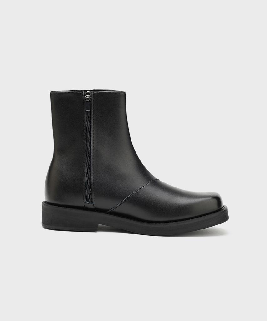Firenze Atelier [Second.A] Minimal Square Toe Zip-Up Boots 2Ndf4300Gb [Black]