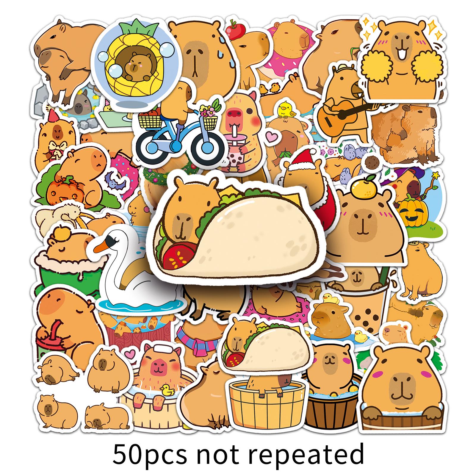 

Capybara Suitcase & Laptop Stickers - 50 Waterproof Animal Designs for Travel & Decoration