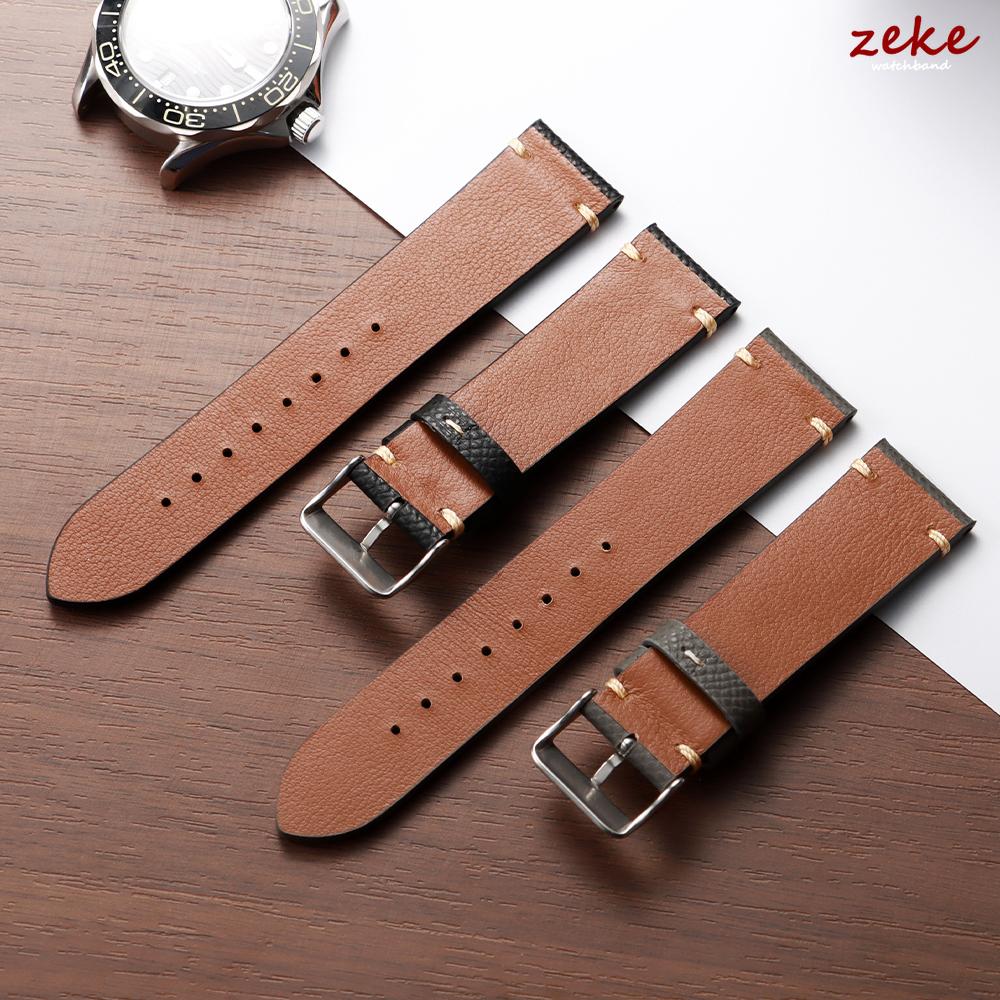 Premium Palm Genuine Leather Strap Black Grey Brown Criss Cross Stitch Cowhide Watch Bracelet for Seiko 18mm 19mm 20mm 22mm Band