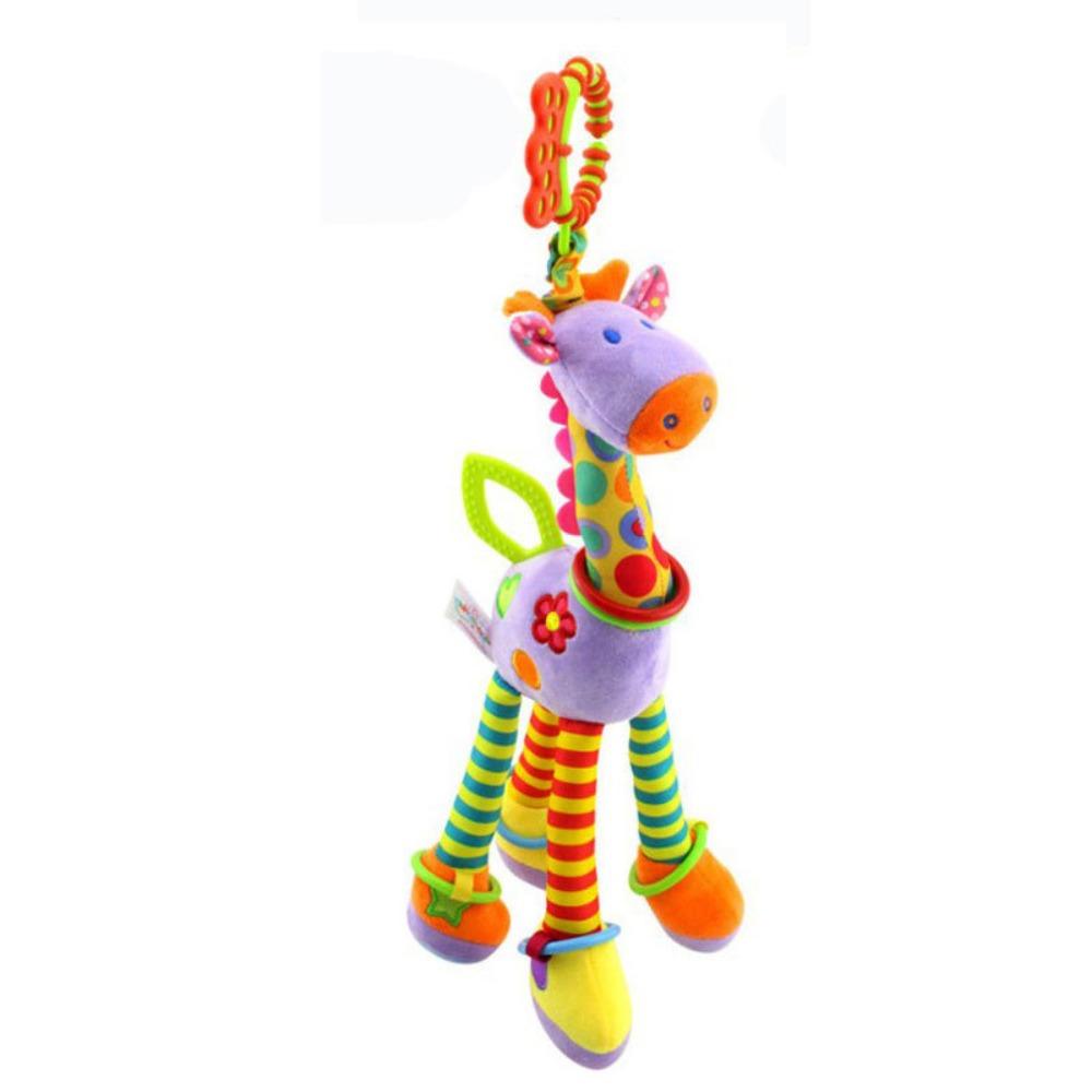 Early Education Giraffe Animal Handbells Plushies Doll Plush Rattle Teether Toys  Children Gift