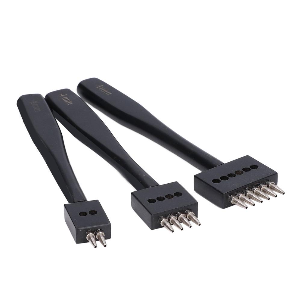 3pcs 4mm Punch Size Leather Punch Tool Fast Punching Design Stitching Chisel Set Home Craft Use