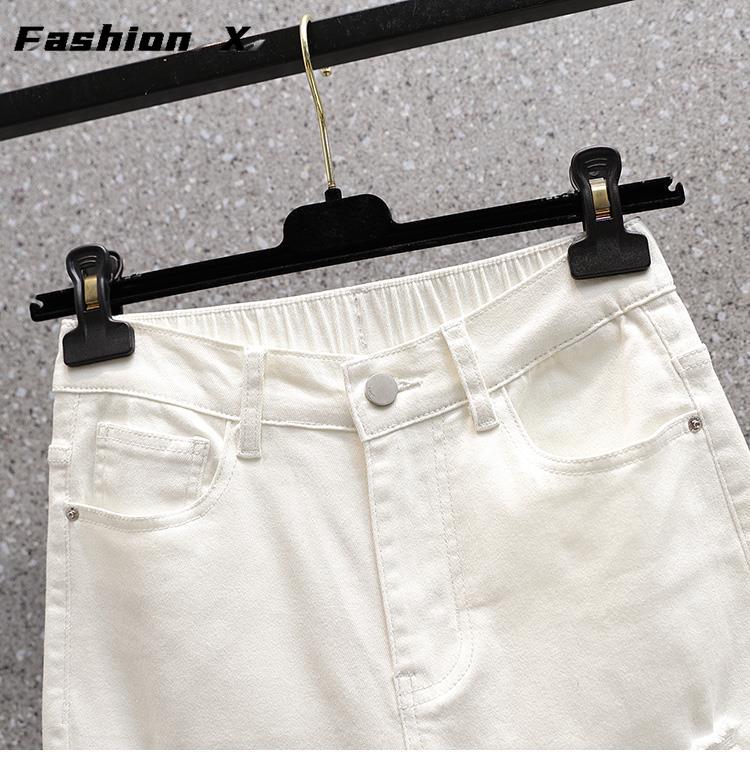 Jeans-Shorts in Übergröße für Damen, übergroß, lockere, lässige Jeans-Stretch-Freizeithose