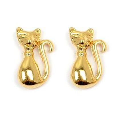 [L4303] - Gold Plated 'Cats' Earrings - 10x5 Mm