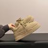 European station little white shoes women's 2025 autumn and winter new velvet platform casual sports shoes inner height increase black dad shoes
