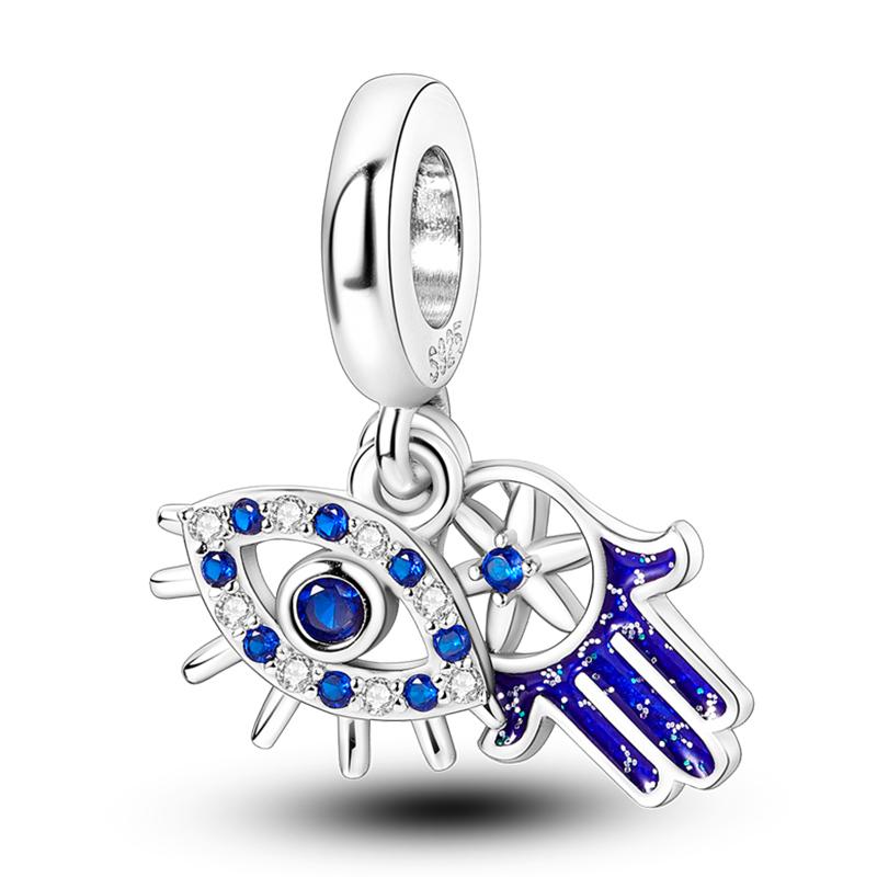 100% Rame Zircone Scintillante Occhio del Diavolo Occhio di Horus Auguri Migliori Portafortuna Perline Adatte a Braccialetti da 3 mm Gioielli Fai da Te