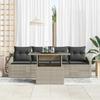Garden Sofa Set with Cushions 5 pcs Light Grey Poly Rattan