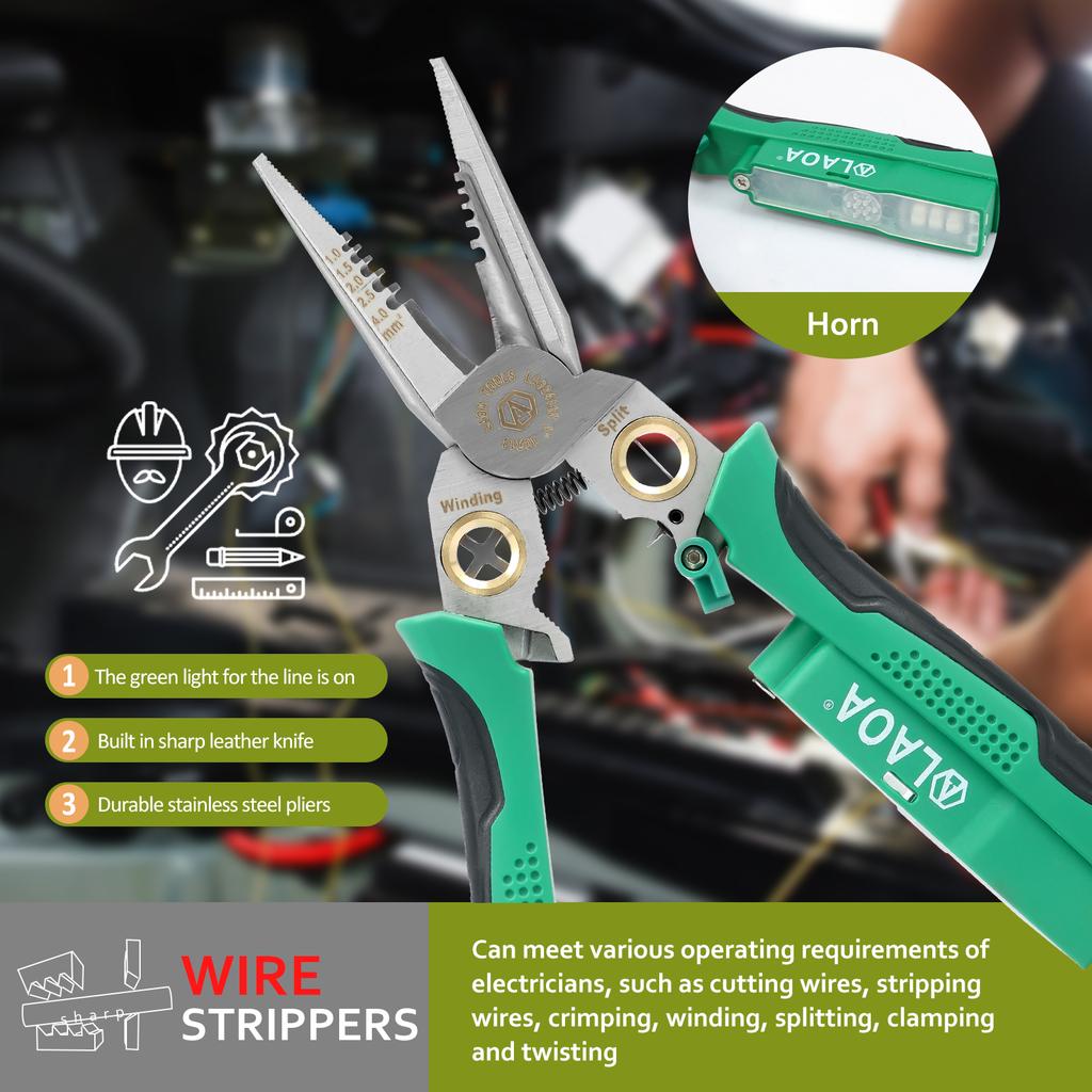 Wire Stripper Plier Multifunctional Cable Stripping Cutter Heavy Duty Electrical Wire Stripping Tool Wire Cutting Crimping Plier