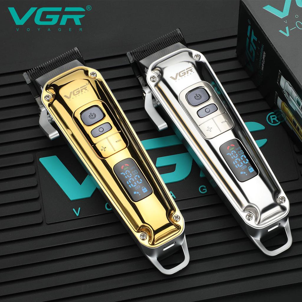 VGR Electric Hair Clipper Metal Retro Men's Electric Hair Clipper Oil Head Carved LED Smart Digital Hair Clipper Fashion Professional Personal Care