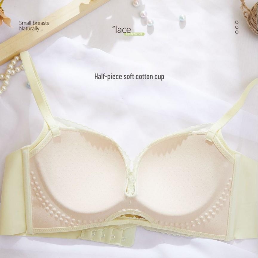 Retro Lace Underwire-Free Bra: Breathable, Comfortable, Summer Style for Small Chest, Thin Cup