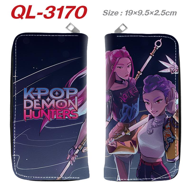 Portafoglio Lungo con Zip KPop Demon Hunters in Pelle PU Portamonete Cartone Animato per Donna Porta Carte Multipli Rosa