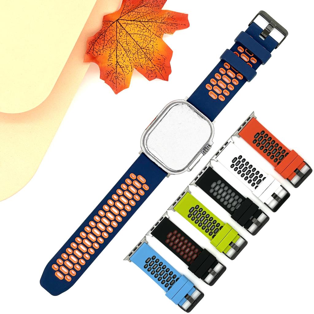 Silicone Watch Band Strap Compatible with Apple Watch Series 10 SE Ultra 2 Bracelet 49mm 46MM 45MM 44MM 42mm Wristband Accessory