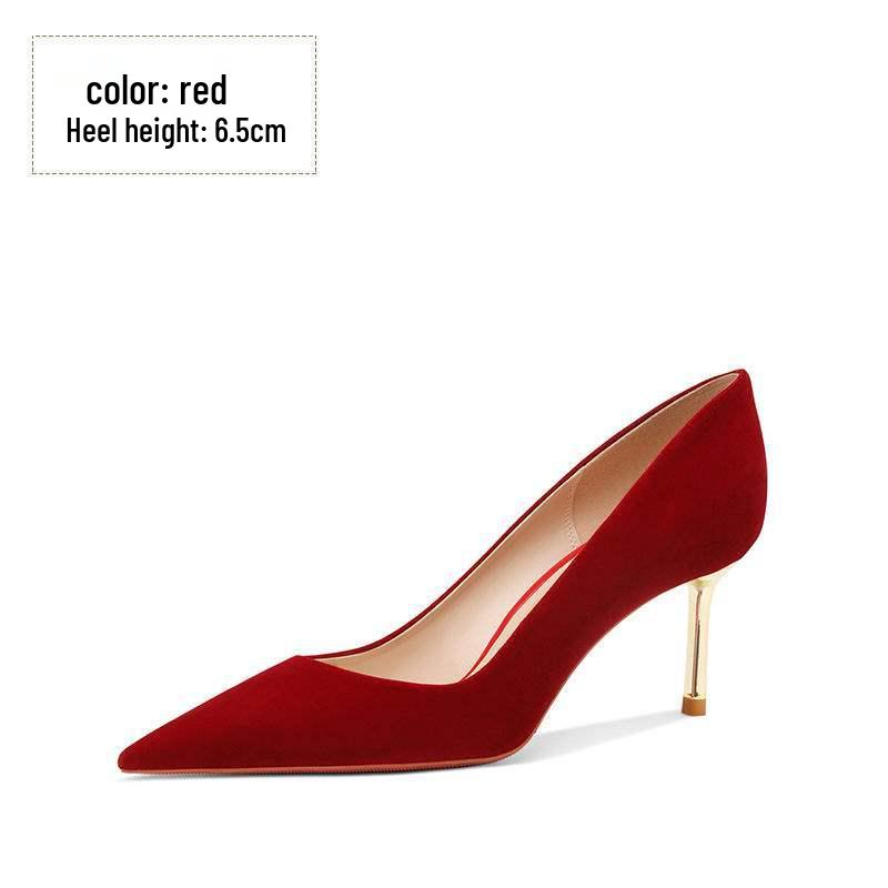 2025 Rote Hochzeitsschuhe im chinesischen Stil: Bequeme Wildleder-High Heels für Bräute