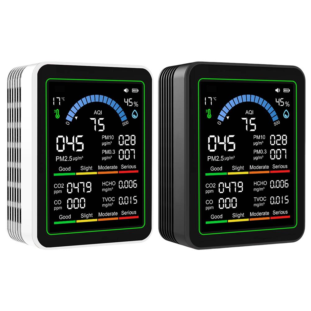 10-in-1 Air Quality Tester Real-Time HCHO Detector with Display Temperature Humidity Detector for Office School & Hotel